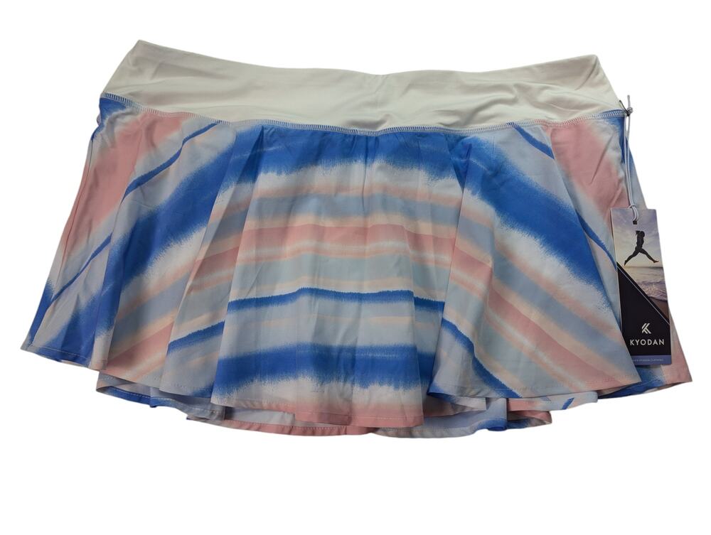 Kyodan Women's XL Tennis Skirt / Skort Pink & Blue Strip Tennis Ball Pocket